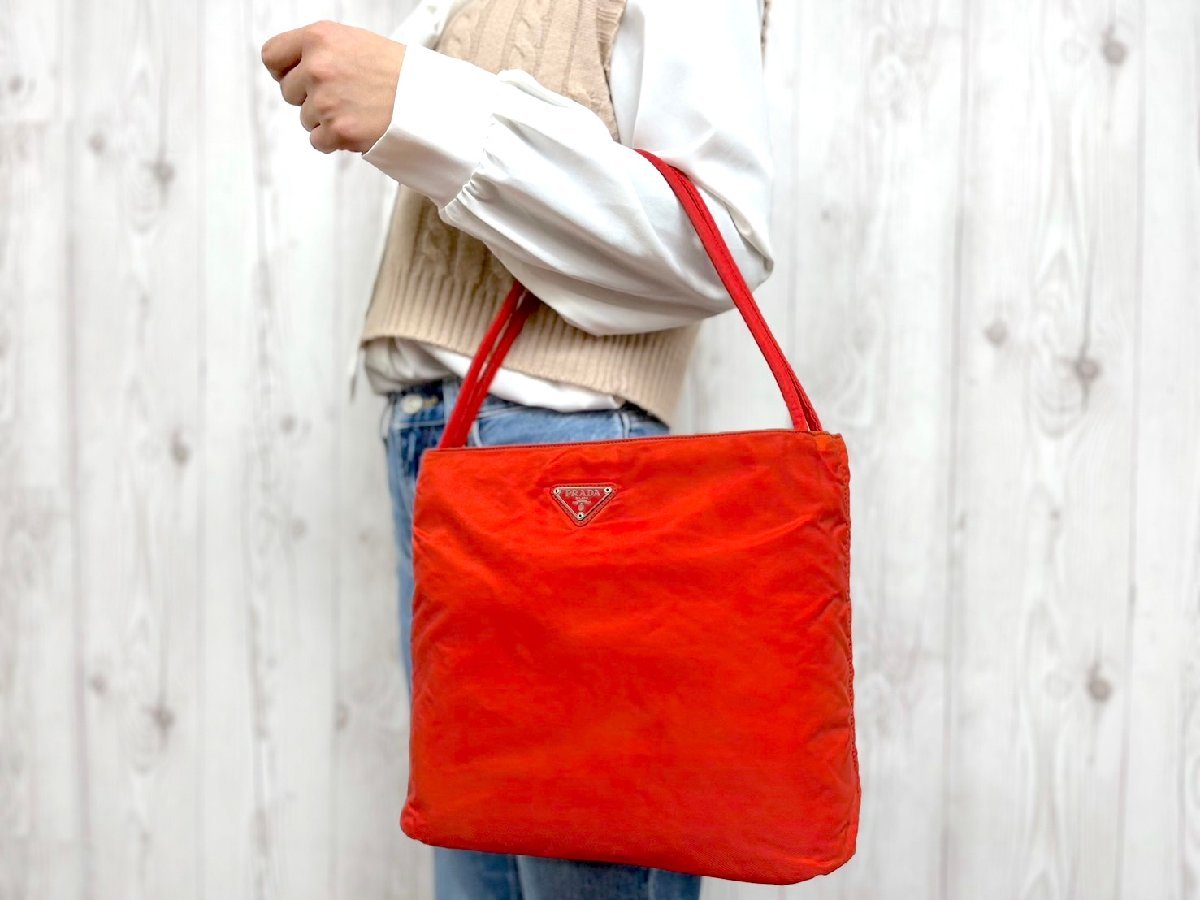 美品】PRADA プラダ トートバッグ ナイロン×サフィアーノレザー