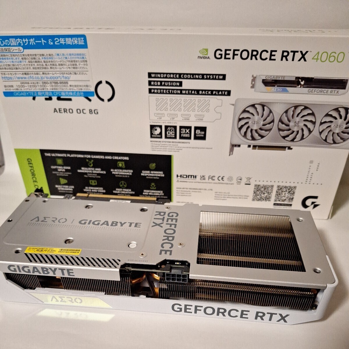 目立った傷や汚れなし】GIGABYTE GEFORCE RTX 4060 Ti AERO OC 8G 中古