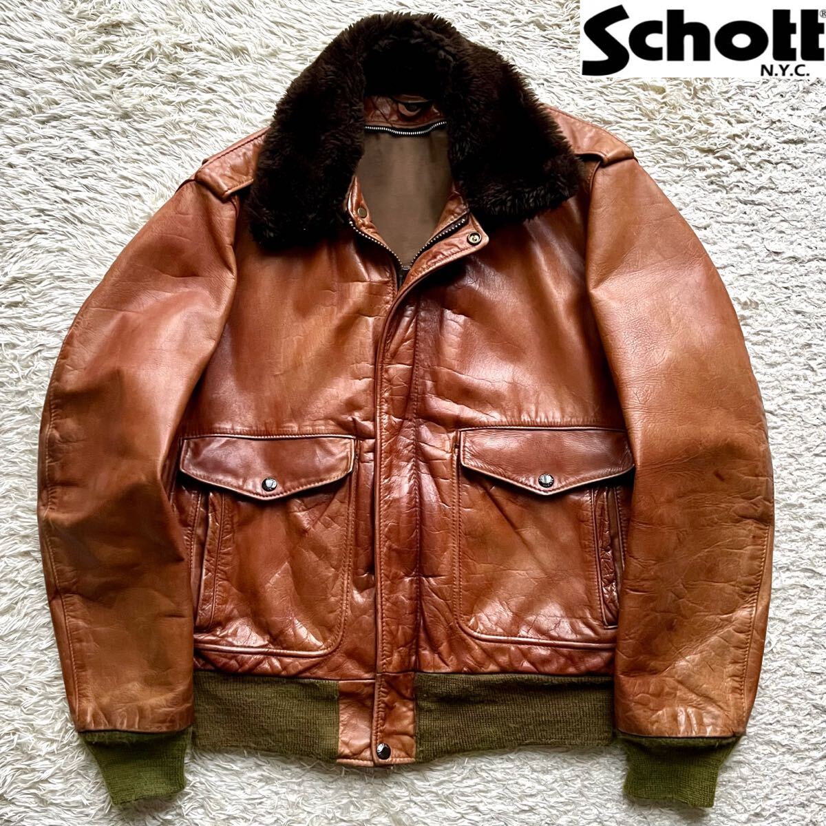 Schott A-2 G-1 レザージャケット フライト ボンバー 牛革 Schott A-2 G-1 レザージャケット フライト ボンバー 牛革