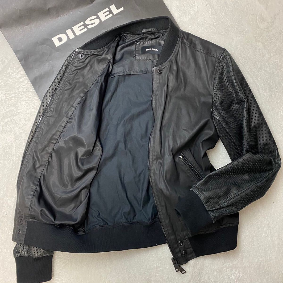 DIESEL シングルライダースジャケット ブラック　MA-1 DIESEL シングルライダースジャケット ブラック MA-1