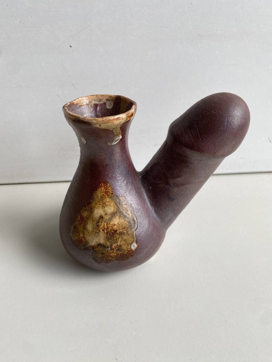 備前焼　珍品！　男根　酒器徳利　時代物　陶器 やや傷や汚れあり】④t576◇男根酒器◇徳利 とっくり 男根置物 男根