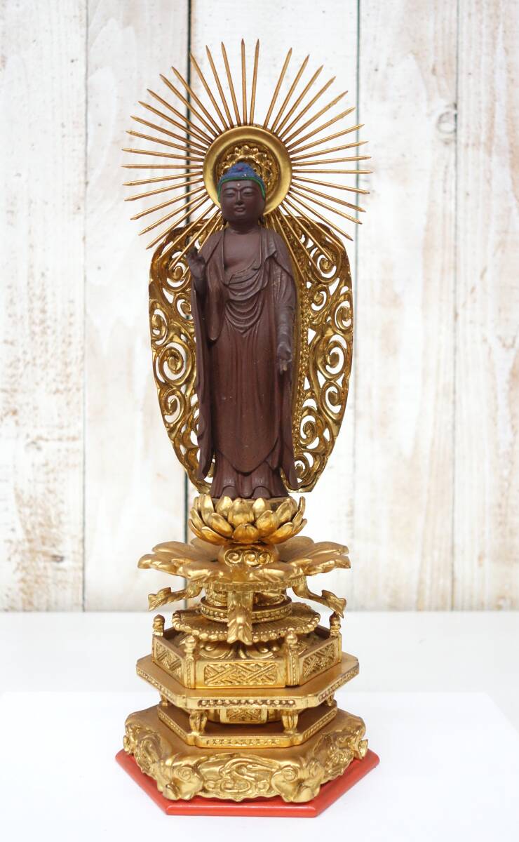 観音立像 大型金属製如来像 アンティーク
