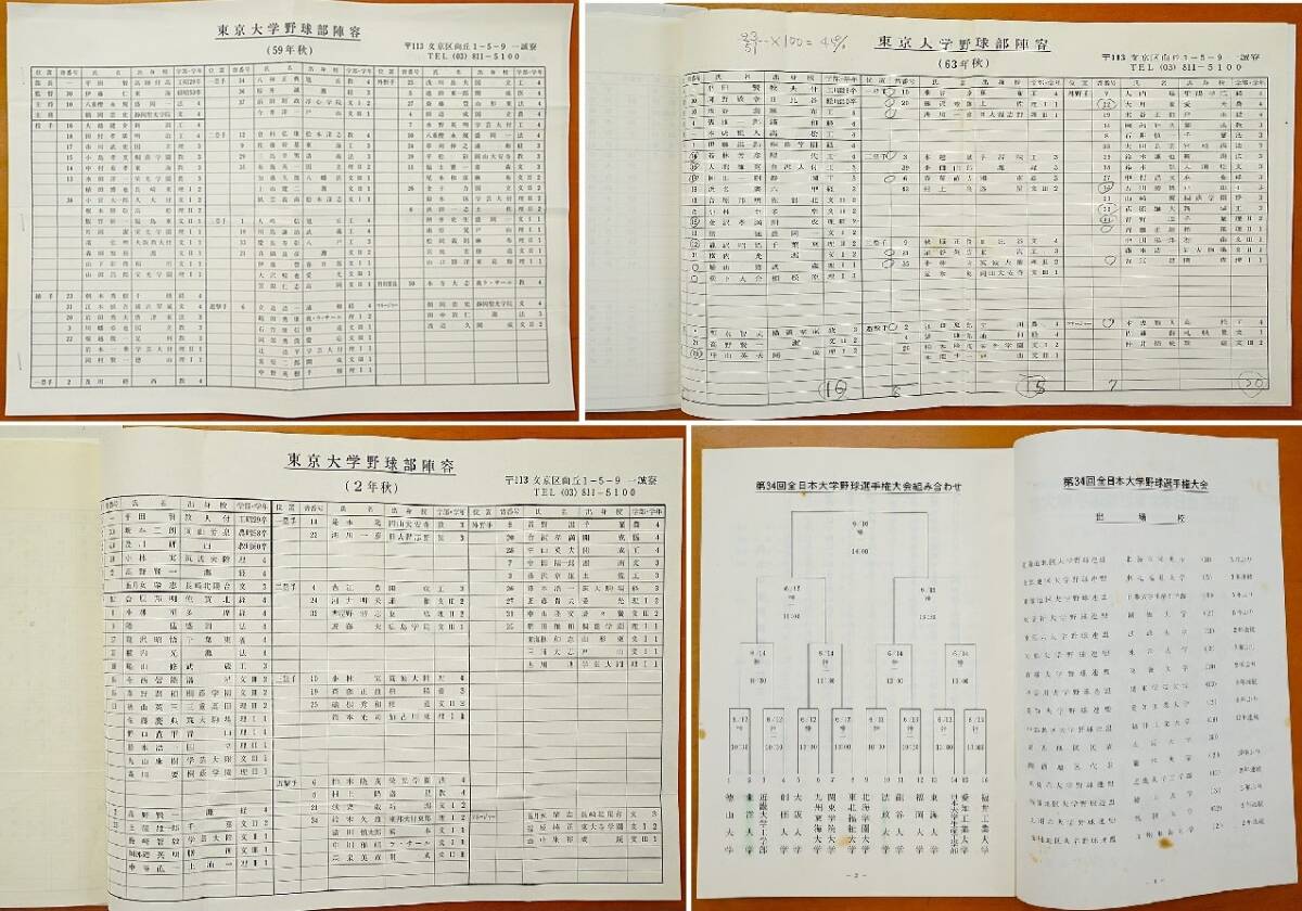やや傷や汚れあり】東京六大学野球 特別招待証 チケット半券 他資料