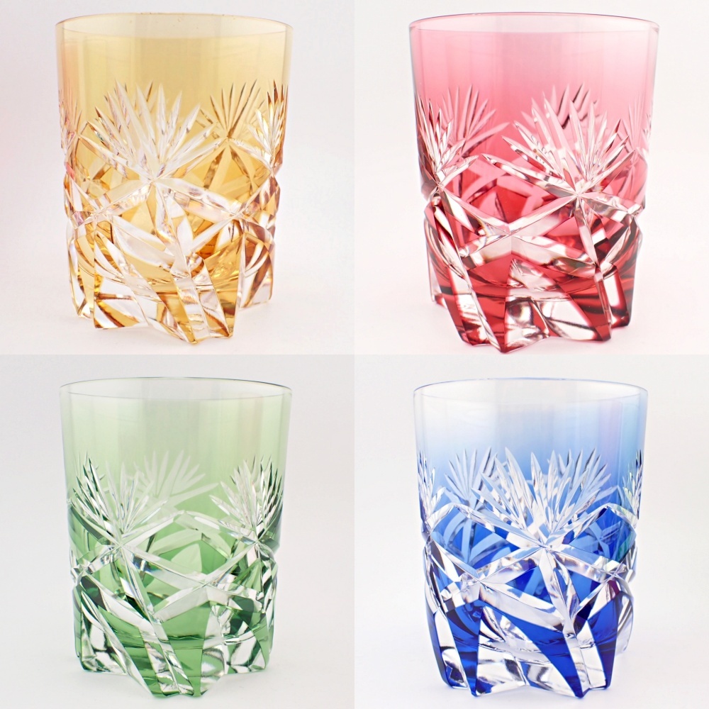 薩摩切子　島津　磯斉彬竈　タンブラー　黄　☆共箱☆