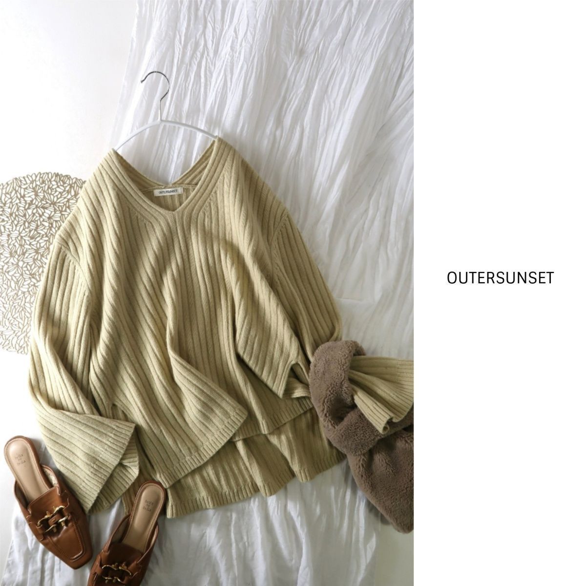 美品 OUTERSUNSET アウターサンセット レーヨン シャーリングトッパー  