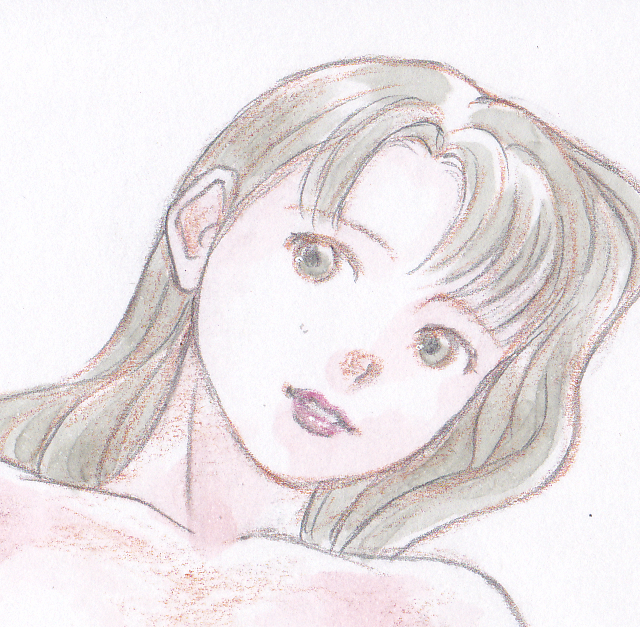 パステル画 裸婦 決意 モデルを使った絵 木製額ガラス入り パステル画 裸婦 決意 モデルを使った絵 木製額ガラス入り