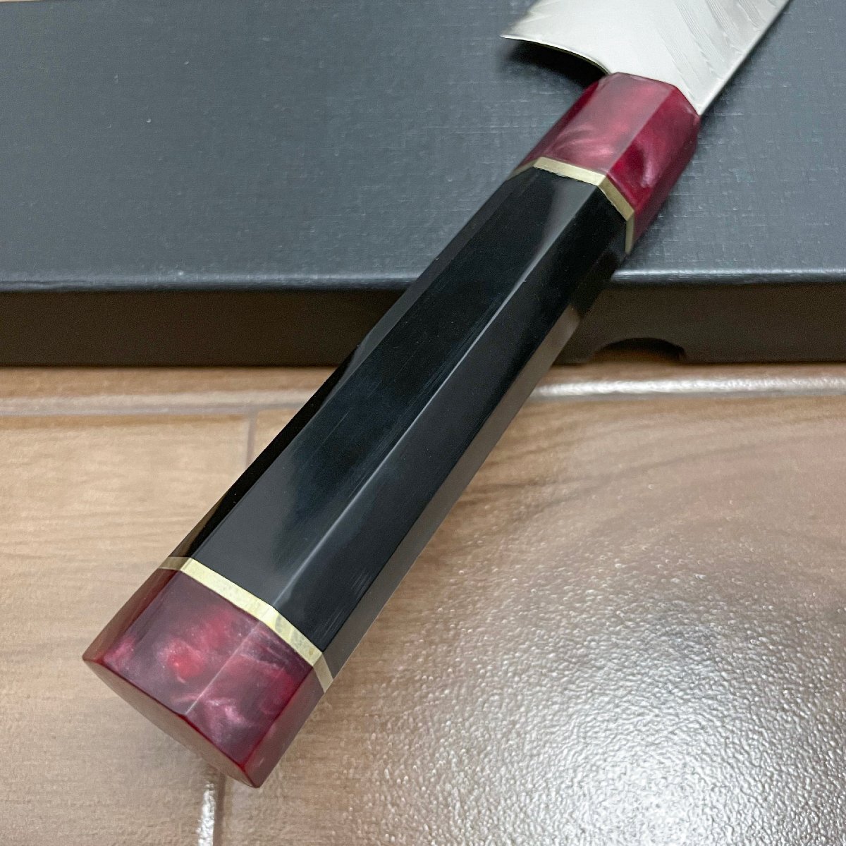 【未使用】風刃 切付 牛刀 包丁 刺身包丁 和包丁牛刀 全長355mm 刃渡り205mm ダマスカス包丁 寿司 肉 野菜 万能 引越し 新生活 ...