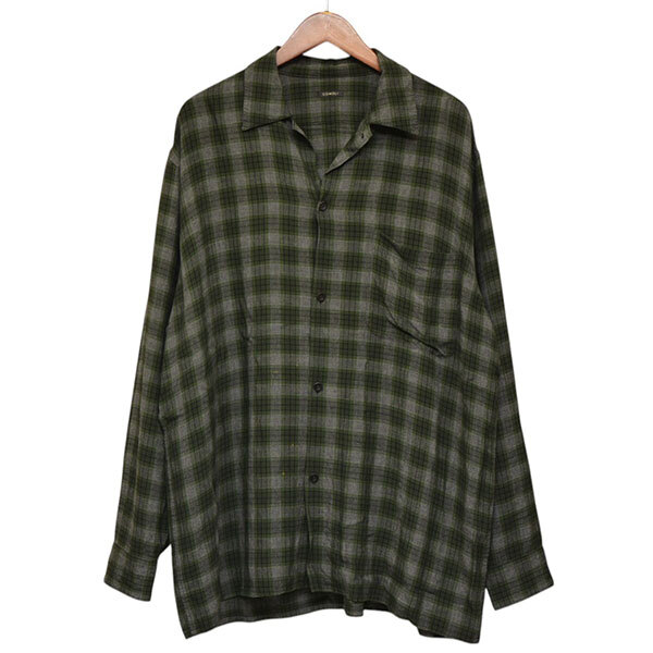 COMOLI 20SS レーヨン オープンカラー シャツ GREEN グリーン 1 R01
