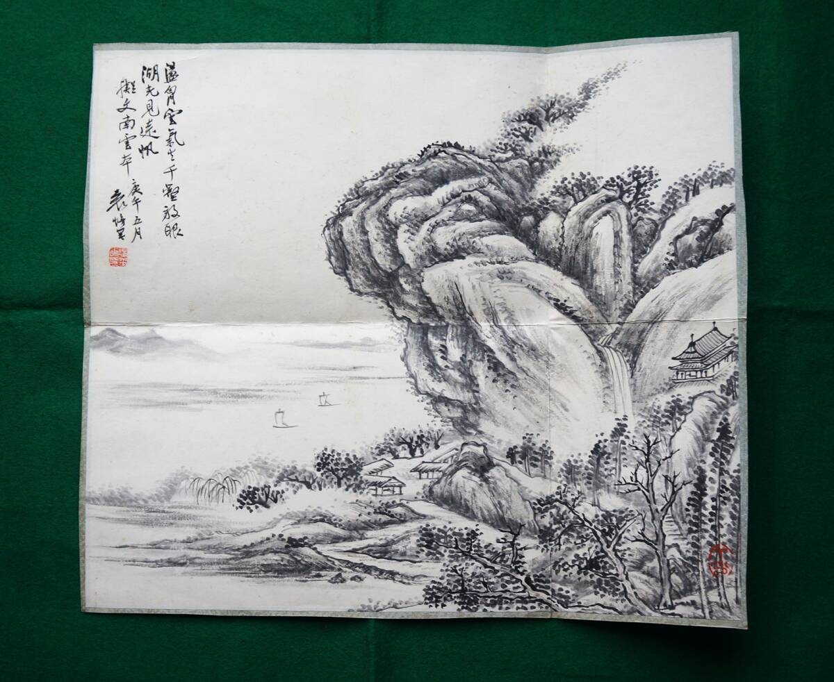 真作保証 本物保証 手描き 民国時期 有名な画家「傅抱石 山水人物図