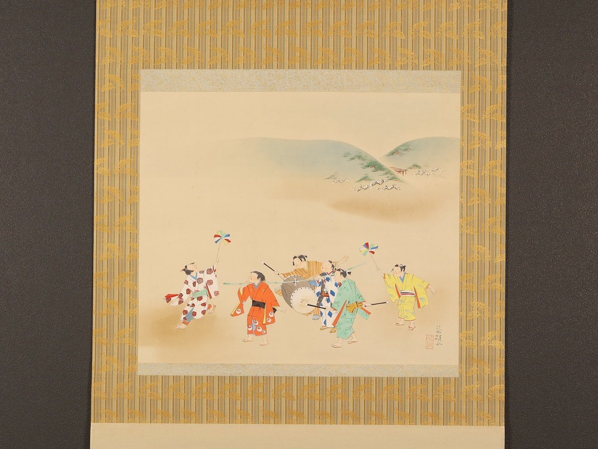 模写】【伝来】M2388〈生田花朝女〉稲荷社初午祭図 竹屋町一文字 共箱