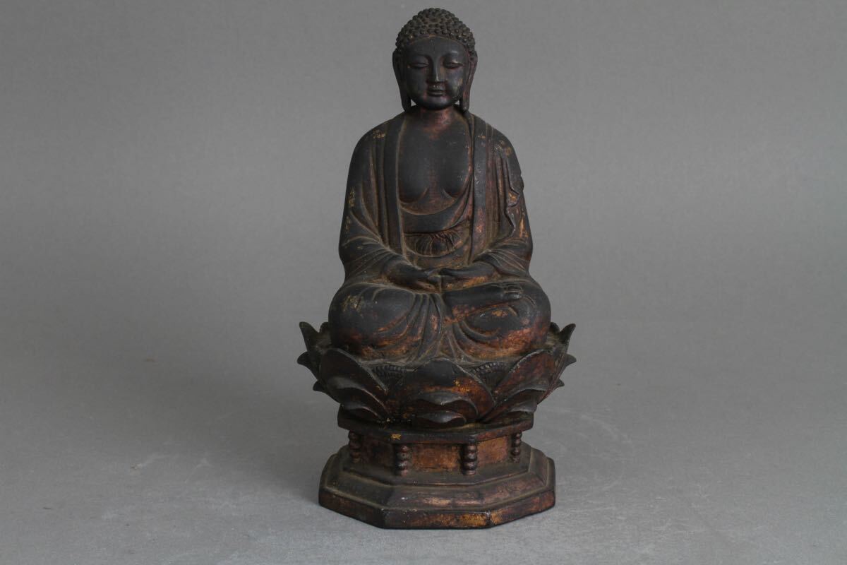 やや傷や汚れあり】【久】694 古銅鍍金 阿弥陀如来 仏像 古賞物 仏教