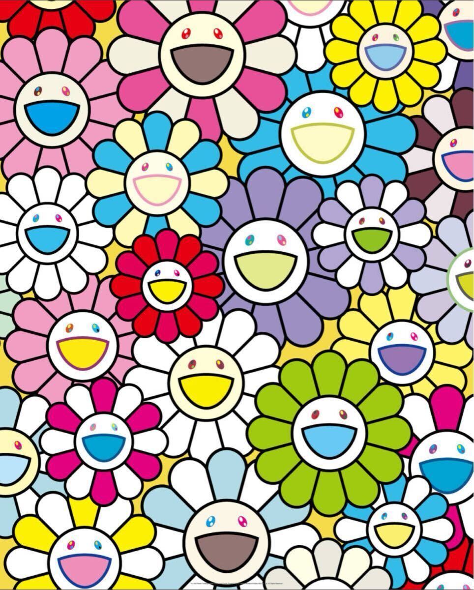 新品】村上隆 『お花の笑顔』 70cm × 100cm 特大 キャンパス地 厚手