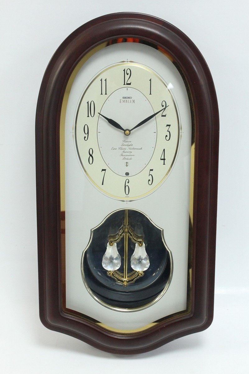 セイコー エンブレム 振り子 掛け時計 HS355N 中古 現状品 アンティーク SEIKO EMBLEM Yahoo!オークション - セイコー エンブレム 掛け時計 HS355N 高級 Seik