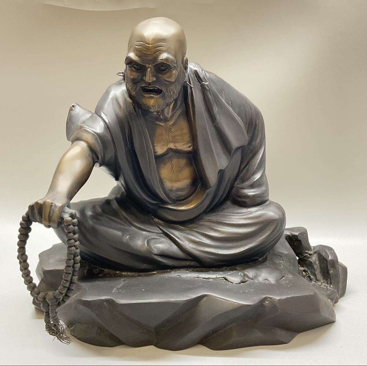 傷や汚れあり】〇 刻栄 ダルマ置物 木製 / 一刀彫 /達磨 /だるま