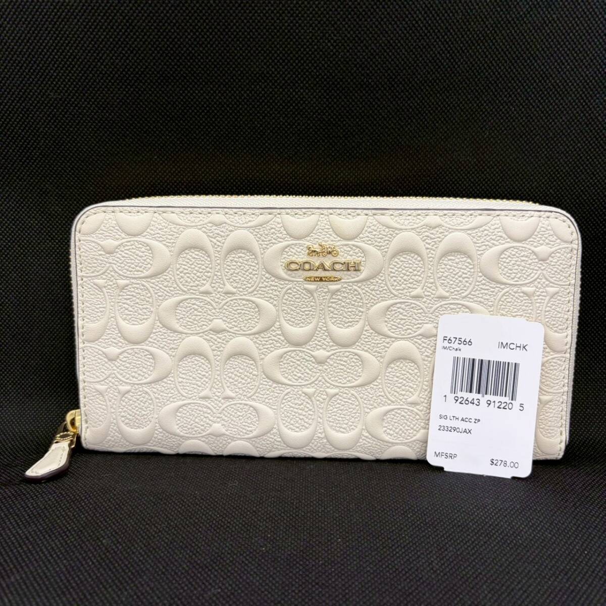 中古】コーチ COACH 財布 長財布 エナメル（レザー） 白 F54805 