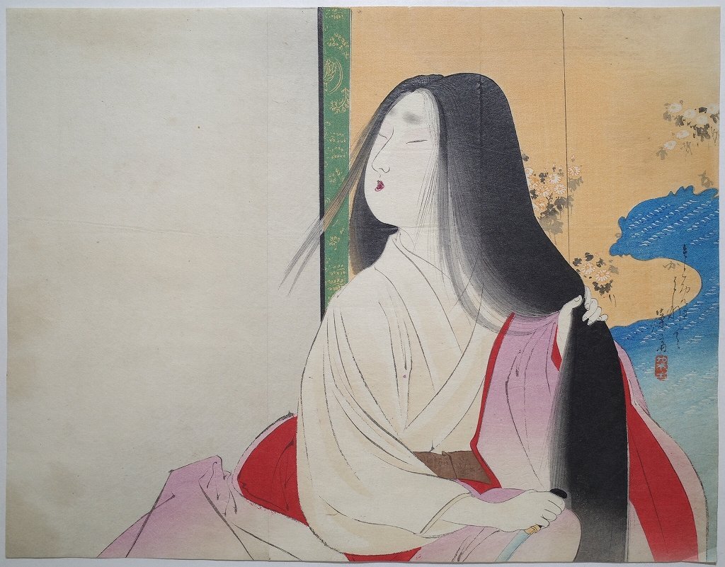 中古】「四季の種蒔」 肉筆着彩大形春画画帖 1帖 全12図 絹本 |和本
