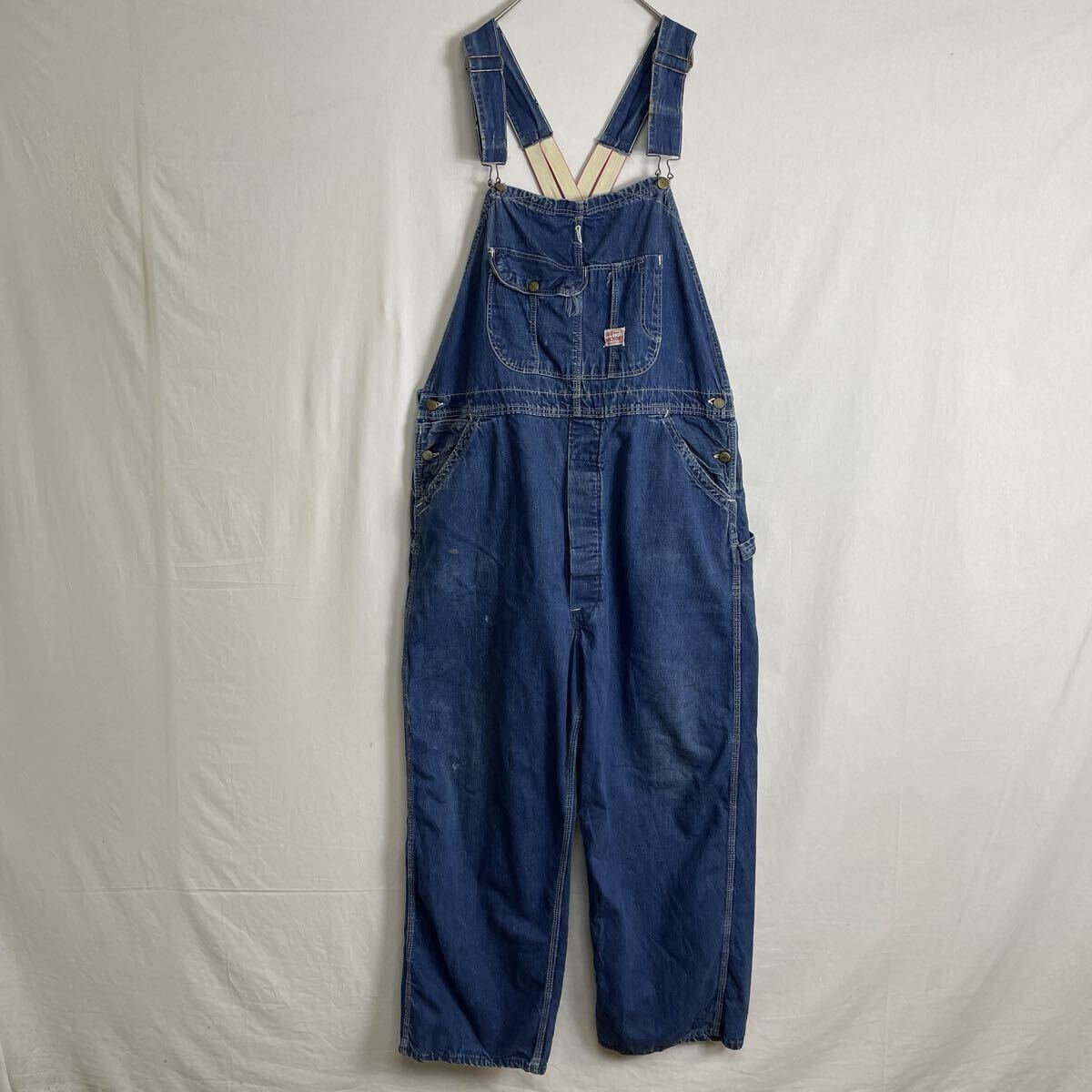中古】50's デニムオーバーオール トラクターボタン #38673