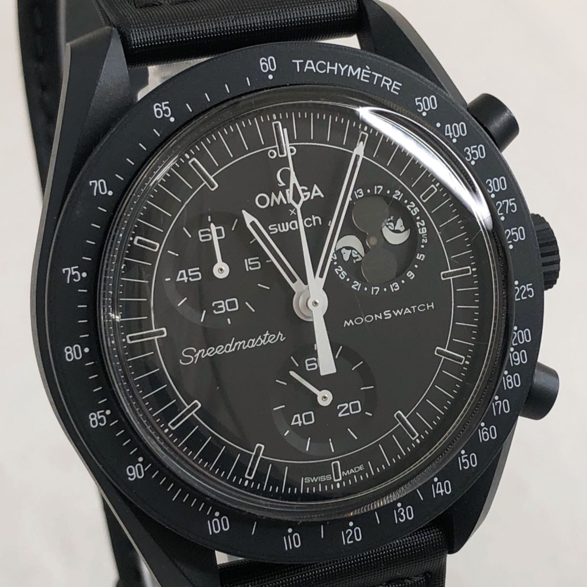 新品】未使用 初代スウォッチ クロノグラフ ブルー革ベルト 90年代の