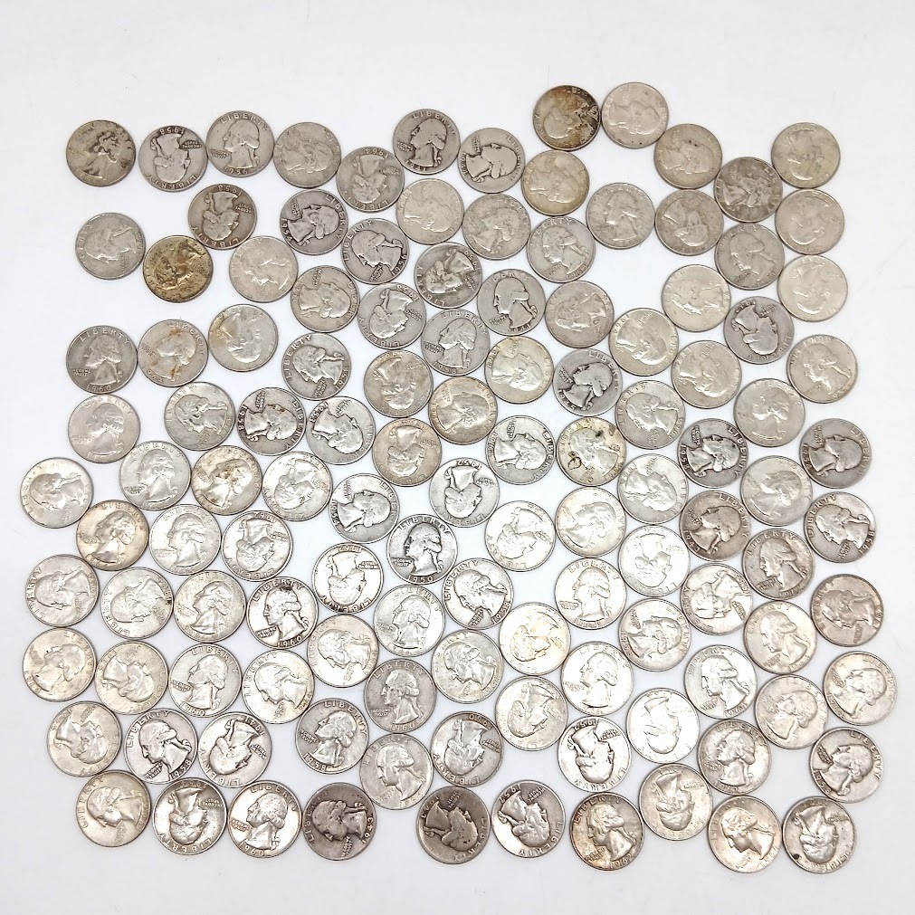 中古】銀貨です。 1954年 ワシントン25セント銀貨 S刻印 クォーター