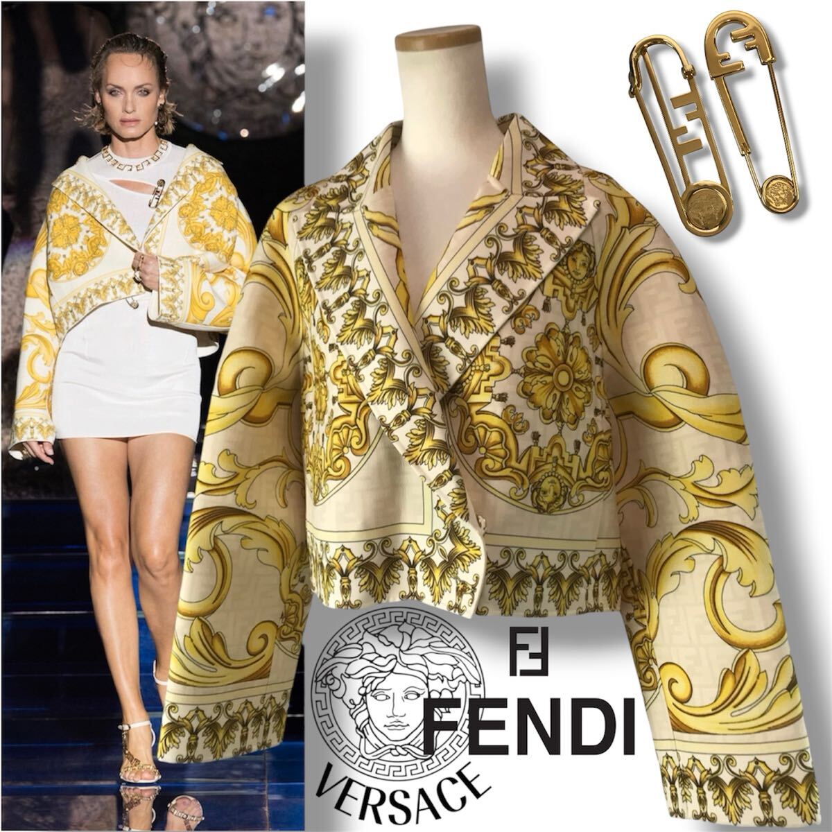 未使用】芸能人愛用 FENDI フェンディ × ヴェルサーチ フェンダーチェ
