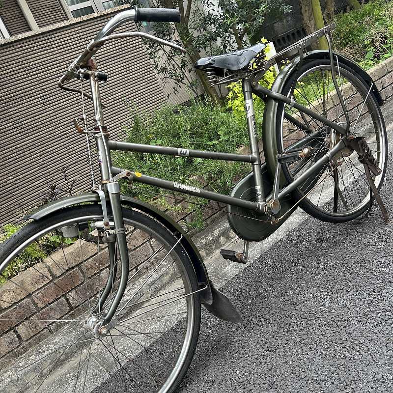 中古】中古 MIYATA WORKER レトロ実用自転車・新品本革サドル付の落札