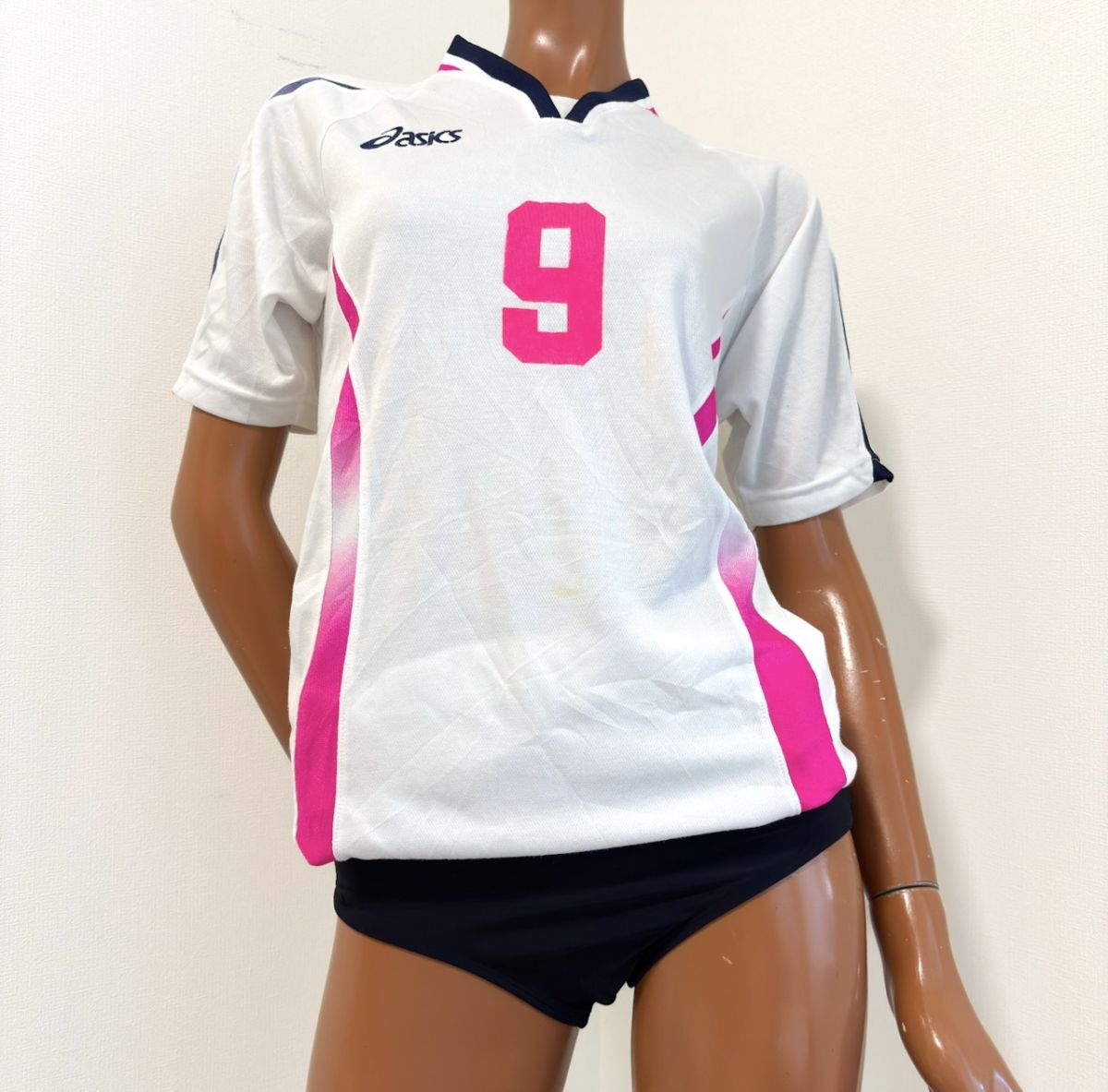 中古】25アシックス女子バレーボールユニフォームトップスM+ブルマ3L