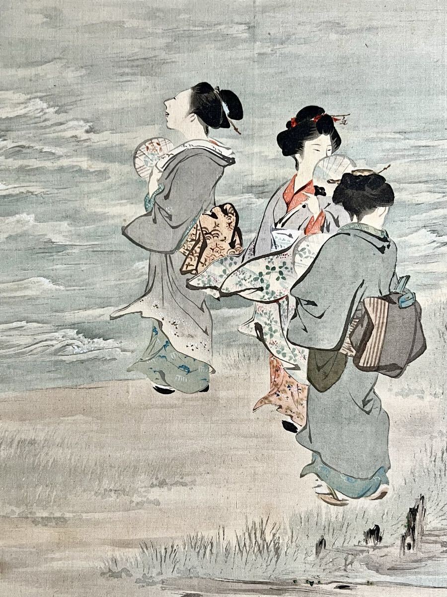 三森山静『天神之像（菅原道真公）』掛軸〔絹本肉筆〕/ 平福穂庵に師事