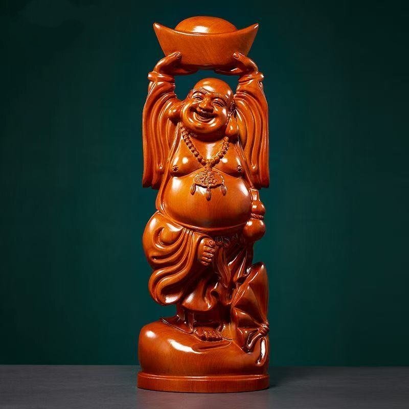 さき144】縁起物 九谷焼 布袋様 布袋尊 布袋像 立像 七福神 置物 陶器