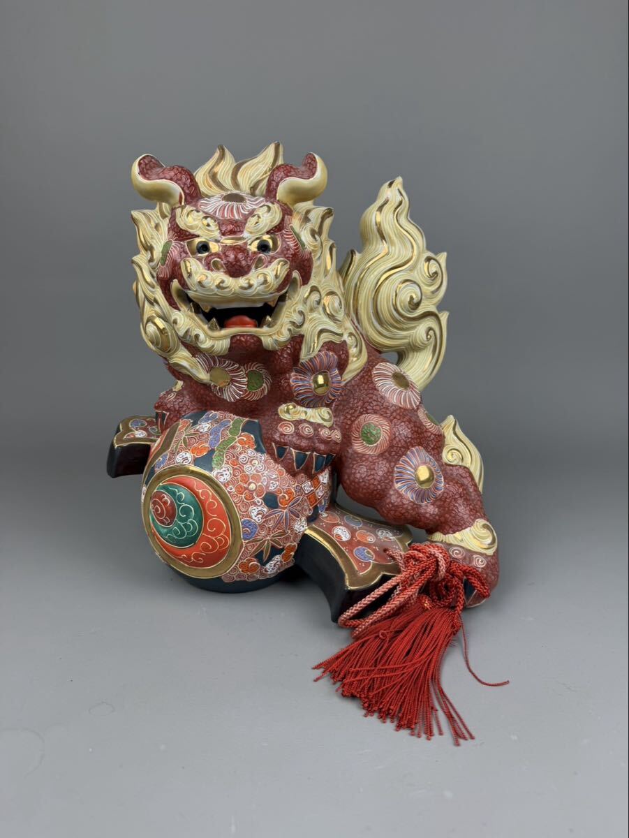 台湾 交趾焼 智盧 陶光 在銘 祥獅献瑞 獅子 シーサー 陶器 置物