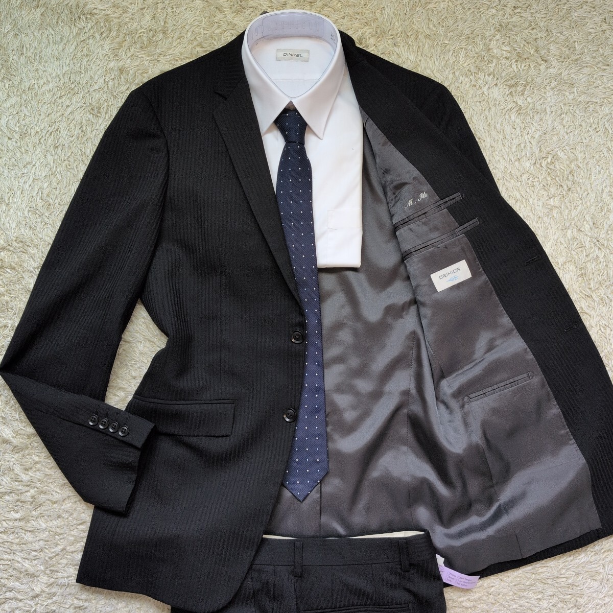 超希少XL！オリヒカ【上品な佇まい】ORIHICA スーツ ネイビー