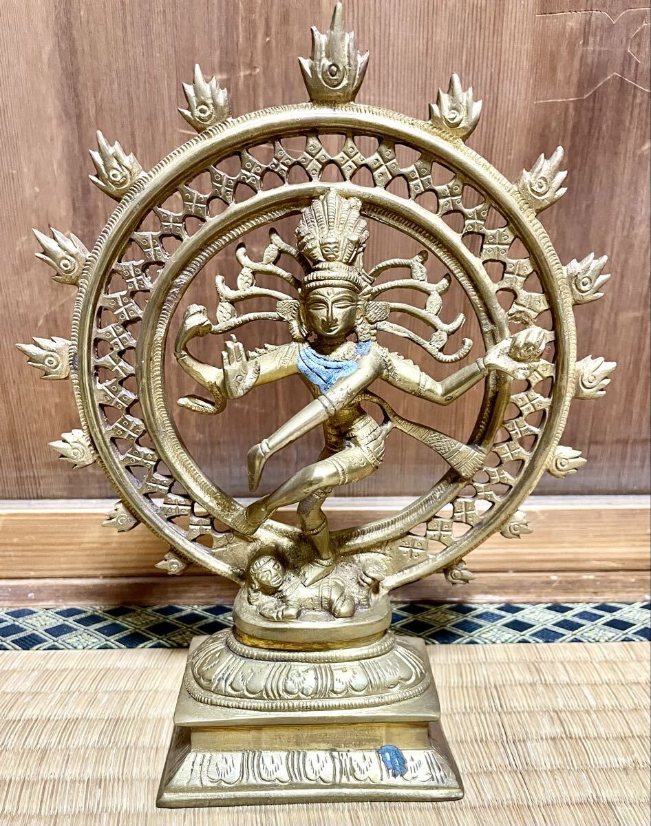 仏教美術 仏像 古銅製 金属工芸 踊るシヴァ神 2300g 高さ27cm
