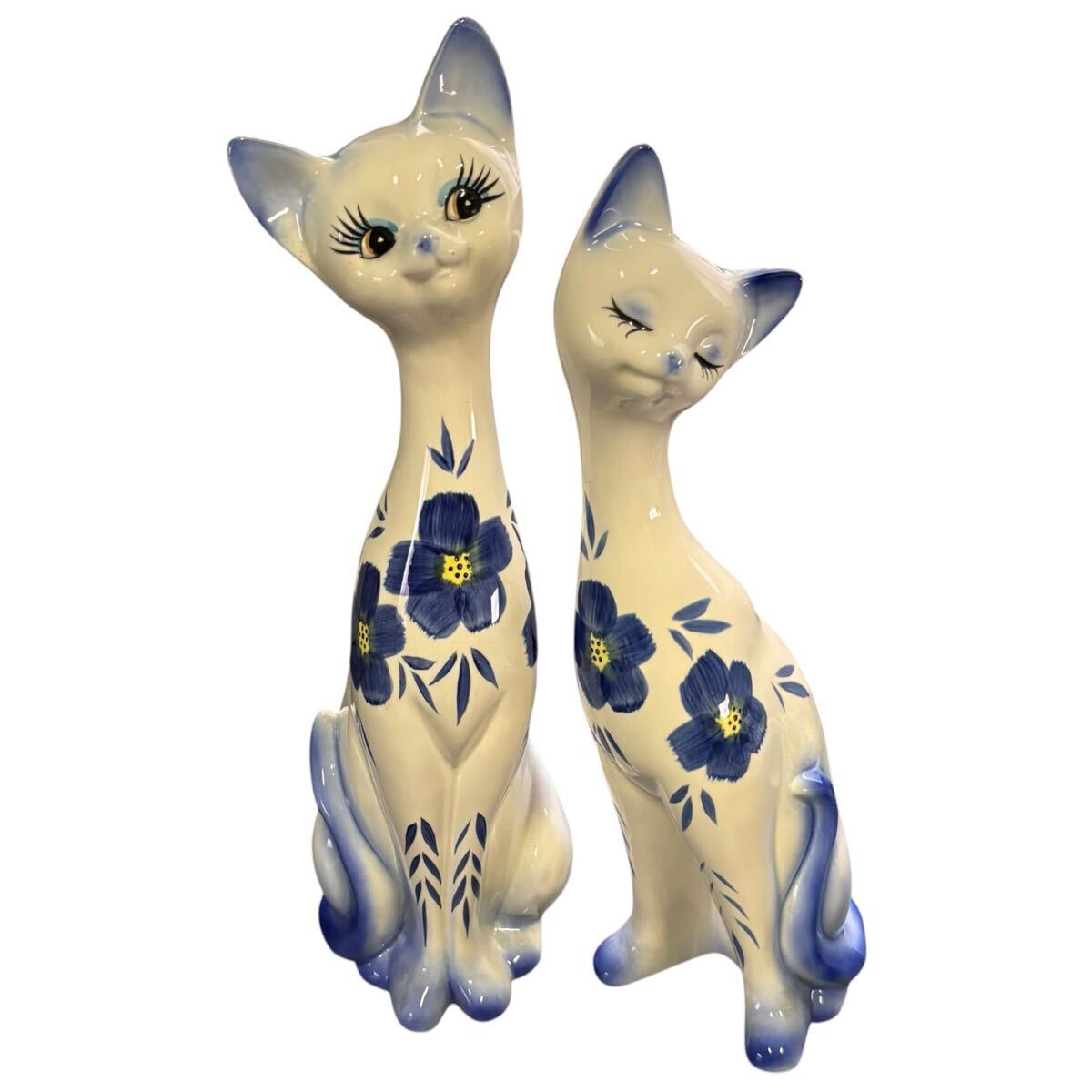 中古】[シャム猫]の置物ペアセット(陶器製)*昭和レトロ*の落札情報詳細