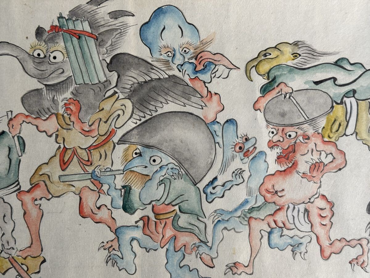 中古】時代！肉筆春画！七福神図！ 検遊郭遊女掛軸地下本絵巻物和本の