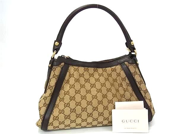 ○グッチ/GUCCI 長財布 Wホック 本革レザー ブラウン CGキャンバス