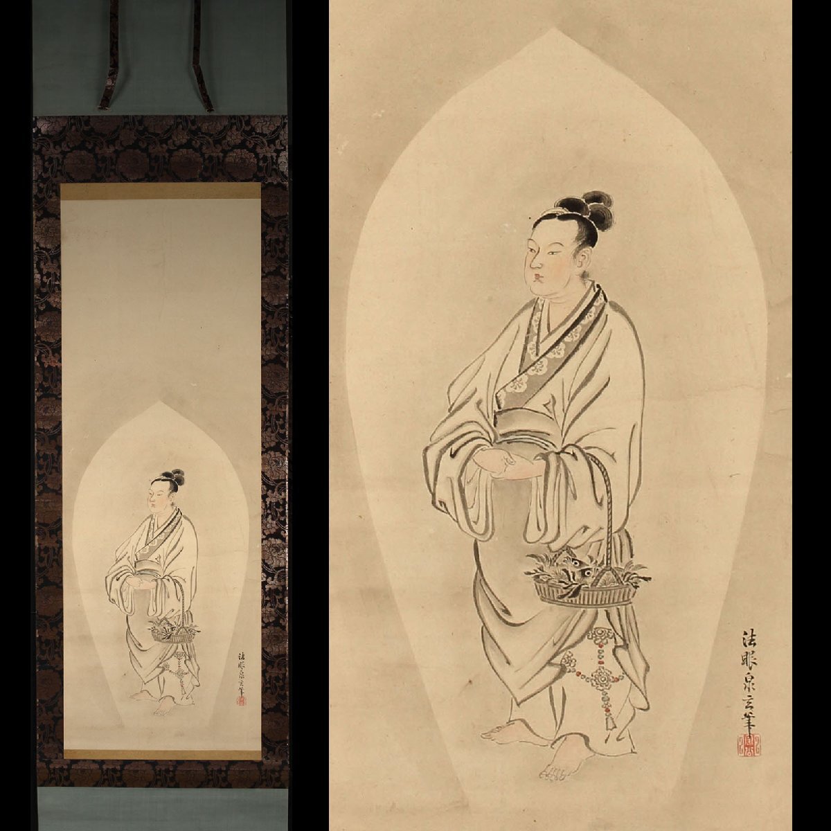 掛軸 時代中国仏画 龍頭観世音像 観音菩薩 三十三観音 古画 絵画の落札