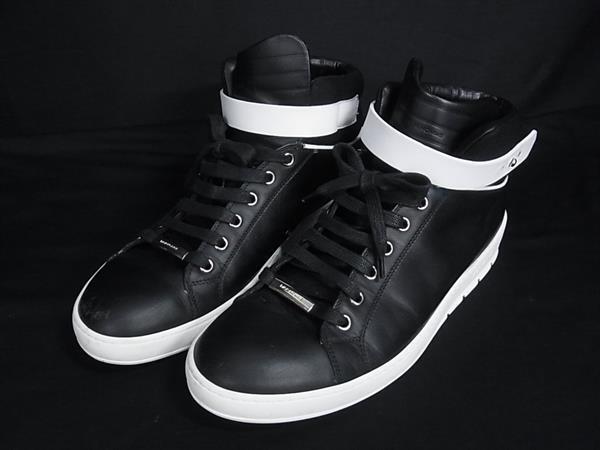 DIOR HOMME レザー　ハイカットスニーカー ホワイト ブラック 中古】Dior Homme ディオールオム 【超美品!!】 エディ期 レザー