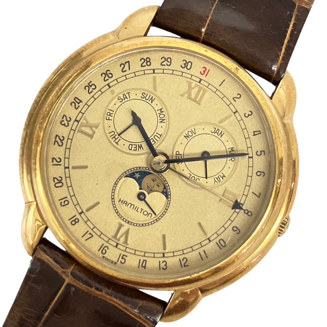 b079◇CASIO QUARTZ カシオ MD-716 カジキ ムーンフェイズ メンズ