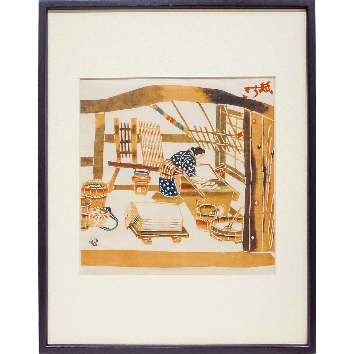 石井一臣 「京都仁和寺の塔」 15×22cm 小川和紙 切り絵 肉筆真作