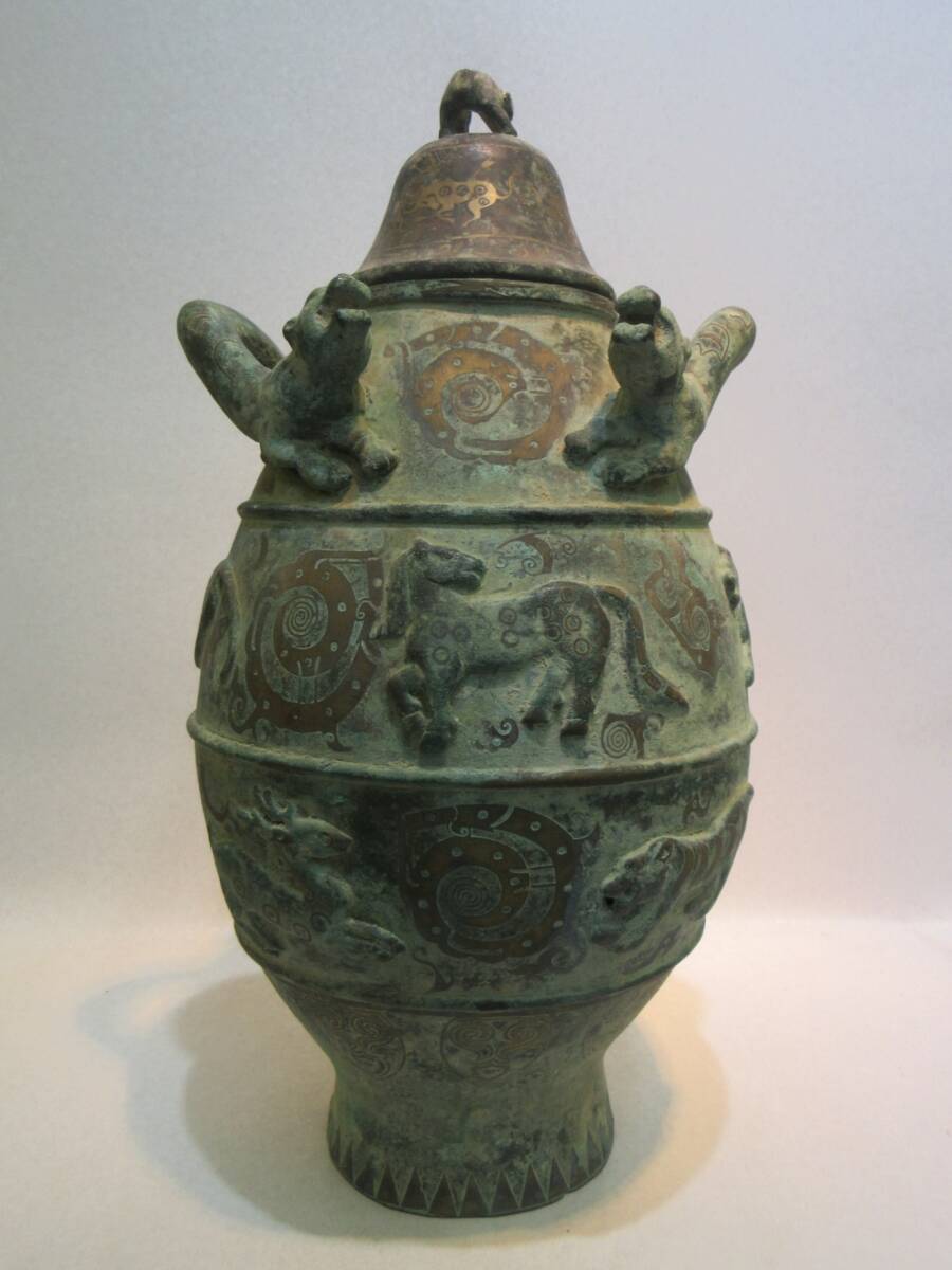 春秋戦国時代 青銅器 古銅鏡 龍紋鏡 花邊紋 文房置物 賞物 年代物 希少