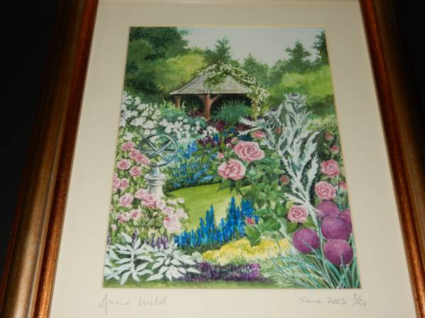 水彩原画バラクライングリッシュガーデン光と影➁ひかりあふれて…