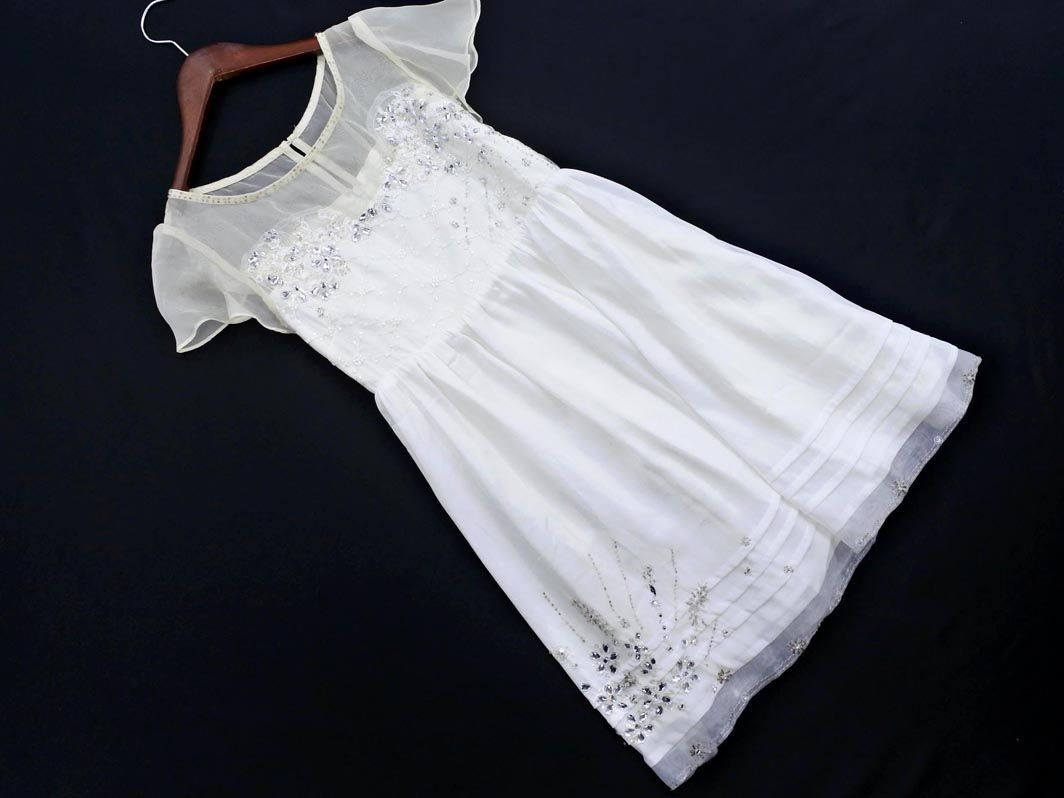 ネコポスok マーキュリーデュオ シフォン レース ラインストーン 刺繍 Aライン ワンピース 白 Abb7 の落札情報詳細 ヤフオク落札価格情報 オークフリー スマートフォン版