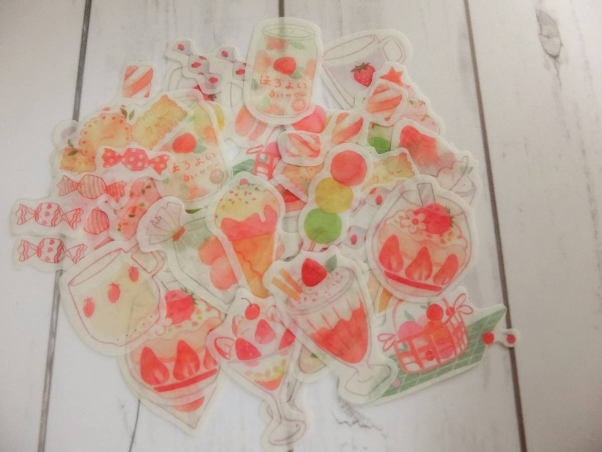 新品 新品 40枚 可愛い いちご柄 スイーツ フレークシール マカロン ドリンク キャンディー やわらかな透け感 マスキングテープ素材 の落札情報詳細 ヤフオク落札価格情報 オークフリー スマートフォン版