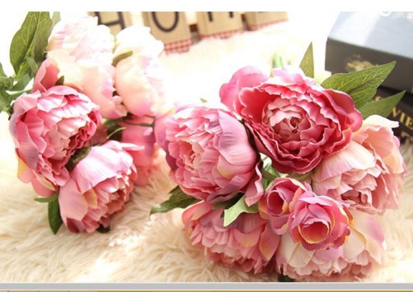 新品 アーティフィシャルフラワー ピオニー牡丹 ピンクパープル シルクフラワー 造花 花束 ブーケ の落札情報詳細 ヤフオク落札価格情報 オークフリー スマートフォン版