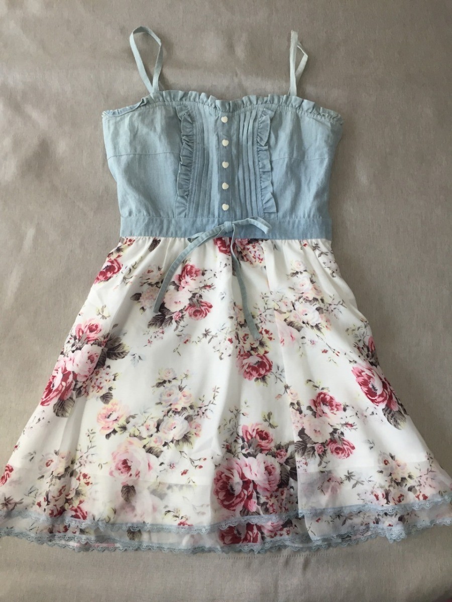 レストローズ L Est Rose ワンピース ひざ丈 レディース M 2号 M デニム 切り替え シフォン 花柄 中古 送料198円 G の落札情報詳細 ヤフオク落札価格情報 オークフリー スマートフォン版