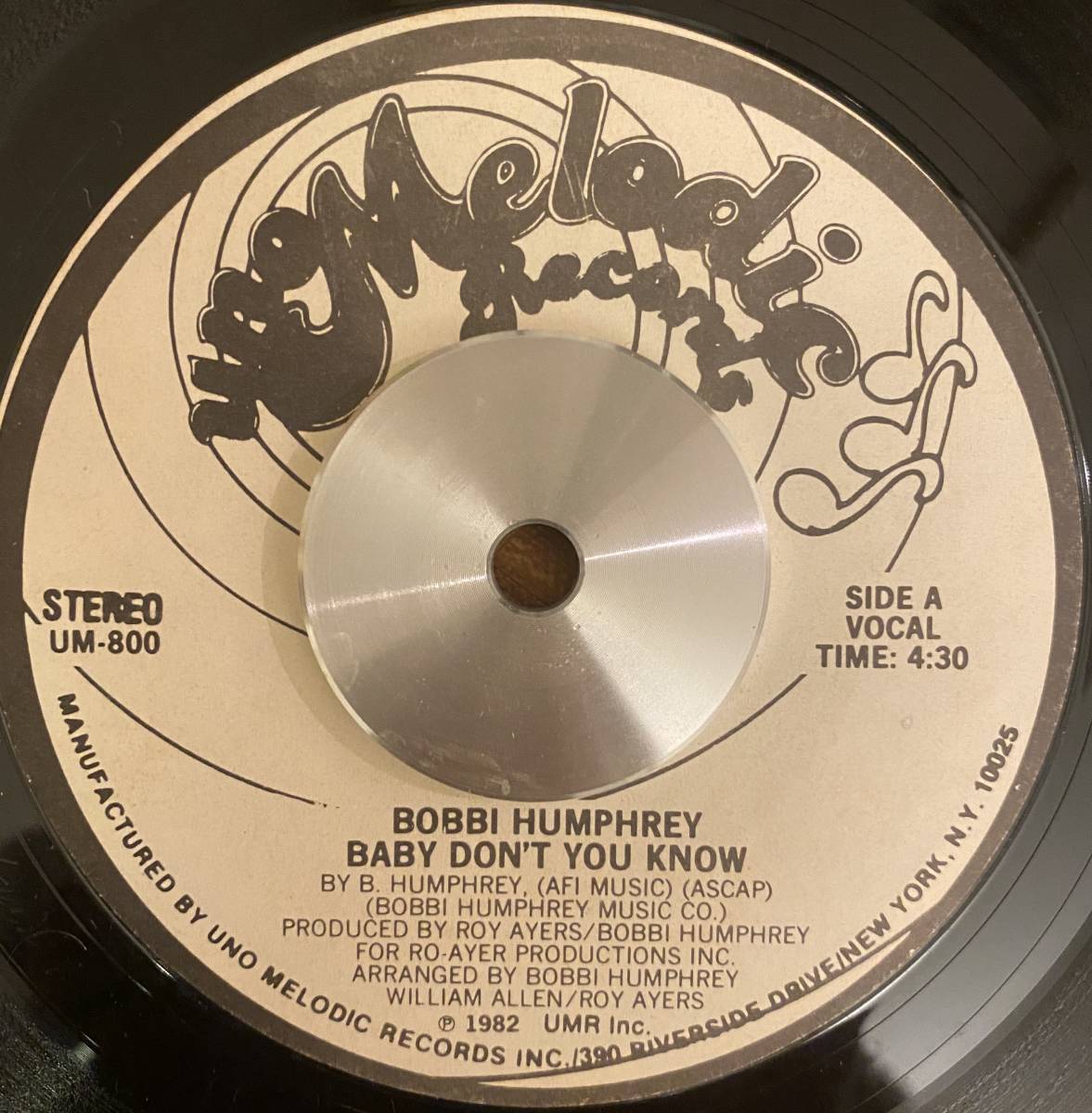 Bobbi Humphrey Baby Don't You Know Uno Melodic オリジナル 7インチ ディスコ BOOGIEの