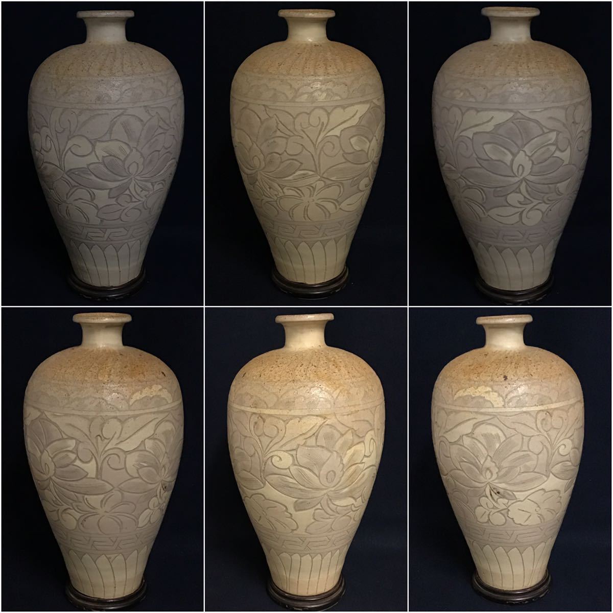 中国古美術・旧蔵鎏金梅兰竹菊花瓶・純銅細密彫・純手作り・高