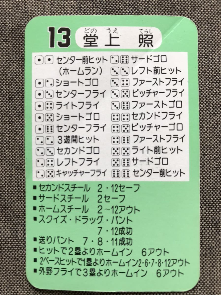 タカラ プロ野球カードゲーム 昭和56年 中日ドラゴンズ 堂上照