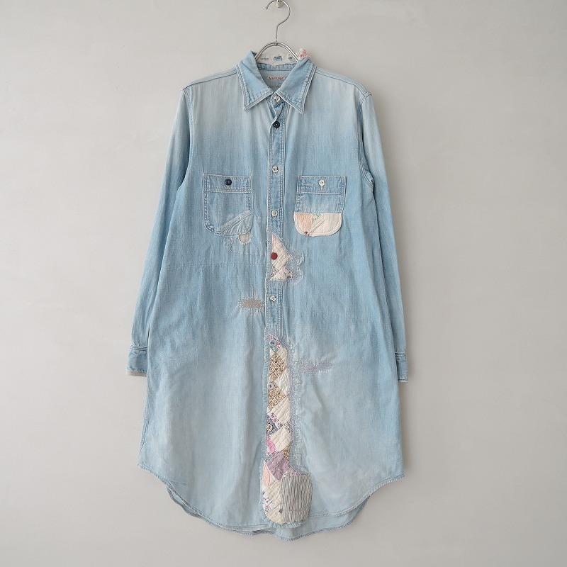 【ladies】KAPITAL キャピタル　デニムパッチワークシャツワンピース ladies】KAPITAL キャピタルデニムパッチワークシャツワンピース