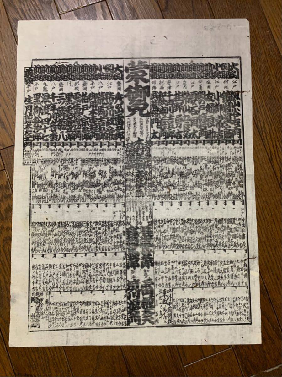 ⑳ 江戸時代大相撲 番付表 弘化二年二月 本所回向院境内 大関釼山/大関