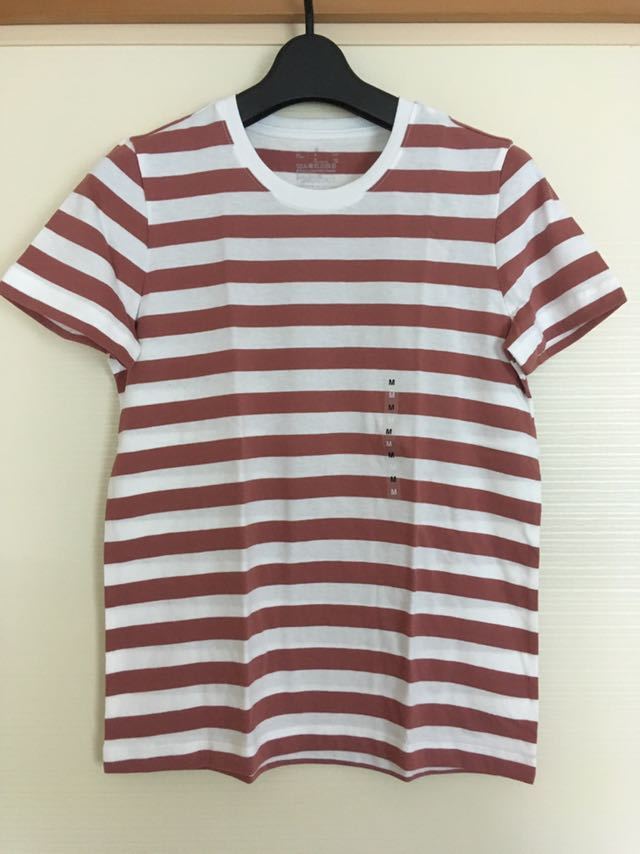 新品 無印良品 オーガニックコットン クルーネック半袖tシャツ 白 ライトオレンジ ボーダーtシャツ Mサイズ の落札情報詳細 ヤフオク落札価格情報 オークフリー スマートフォン版